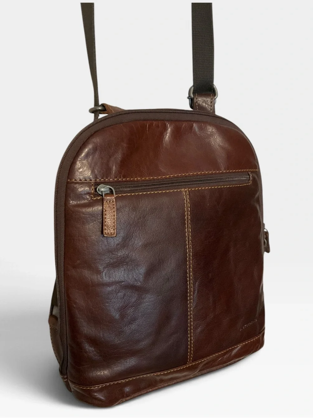 JACK GEORGES Voyager Leather Backpack/Sling Leather Unisex Brown